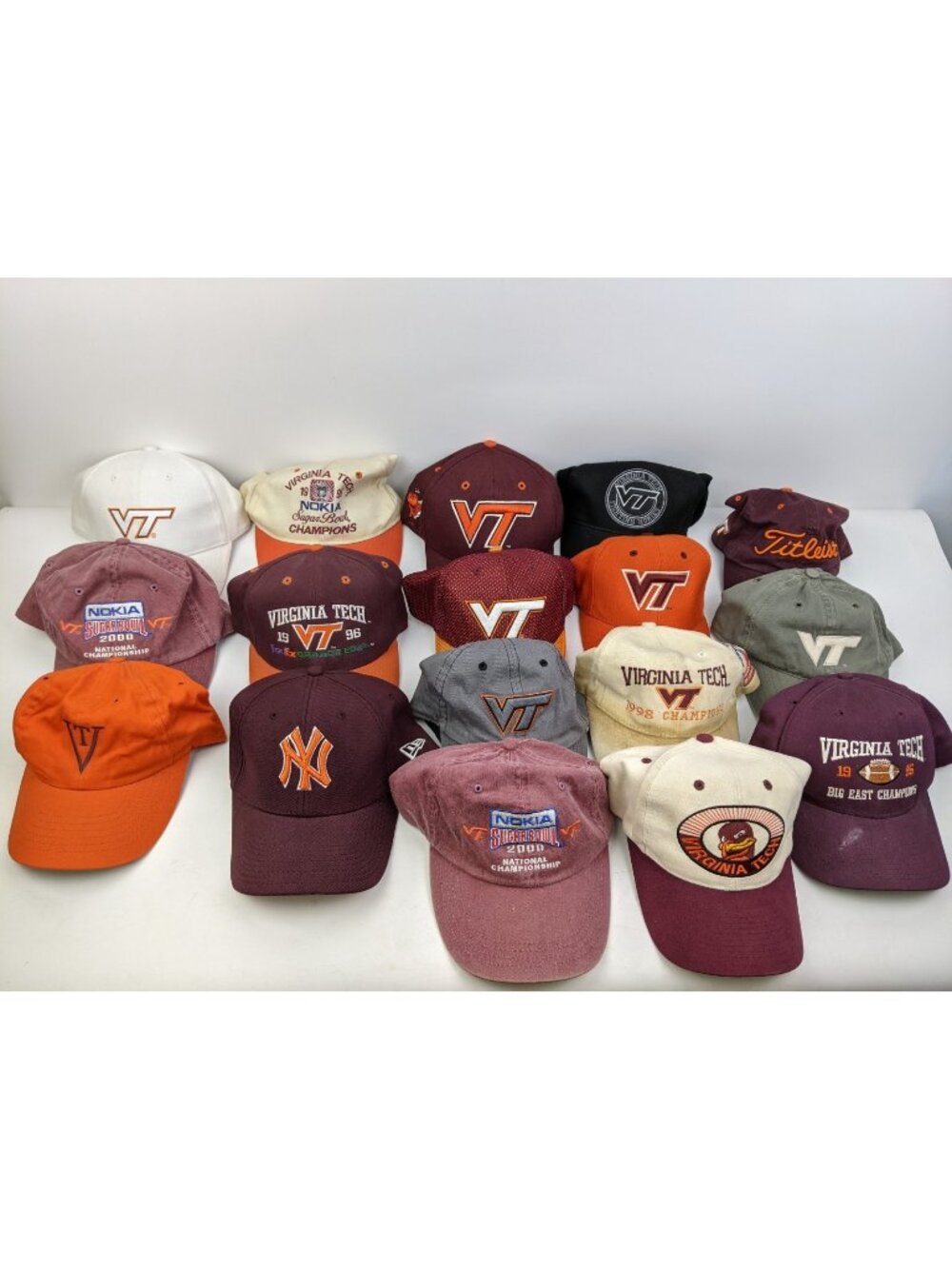 Large Mixed Lot Virginia Tech Hats Snapbacks Caps Vintage 90s 2000s Adjustable